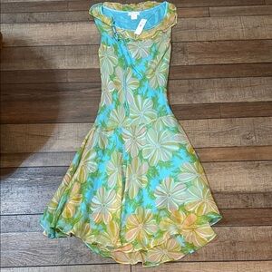 NWT Silk Floral Low Waist Midi Dress